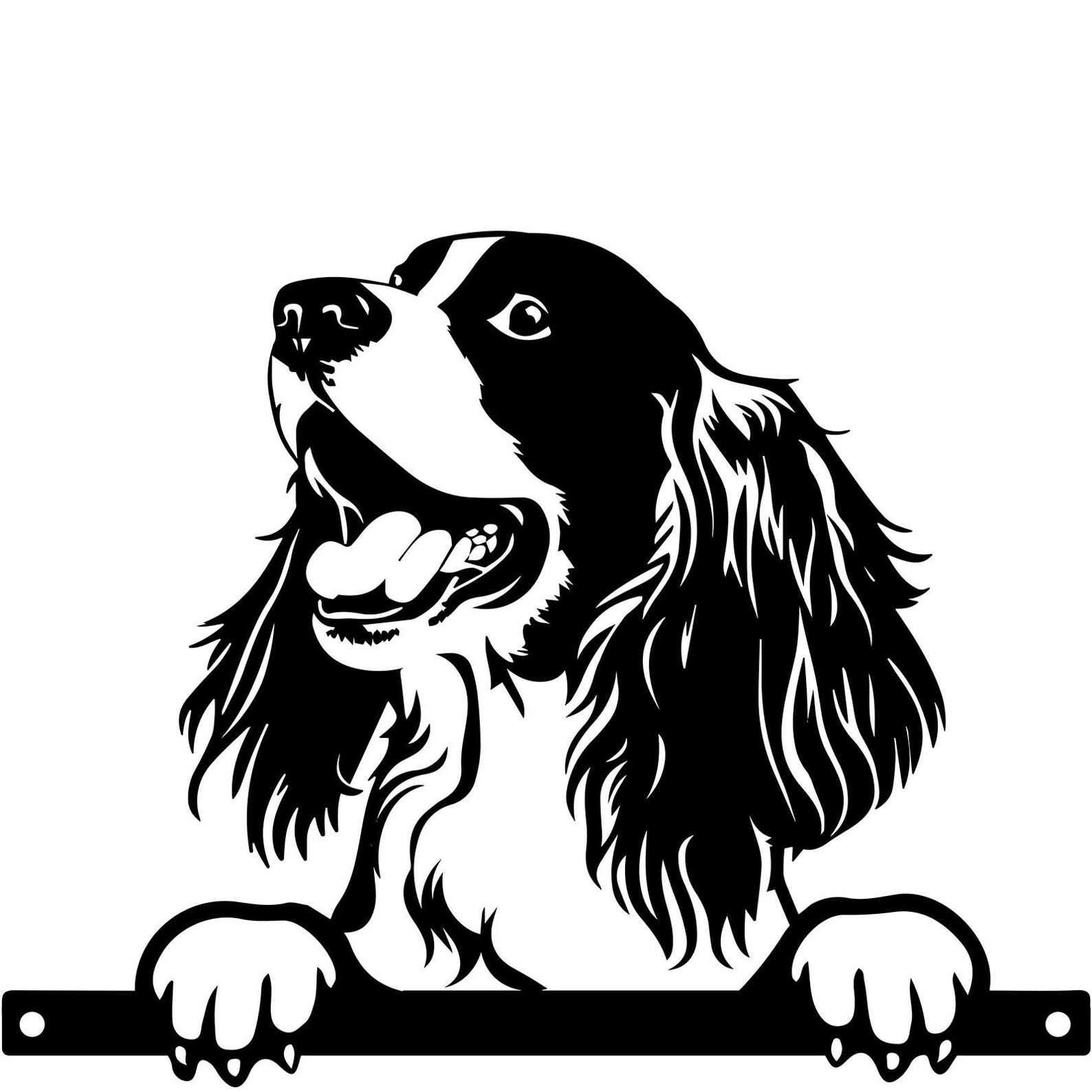 Cocker Spaniel Fence Topper – Metal Garden Silhouette with Fixing Plate