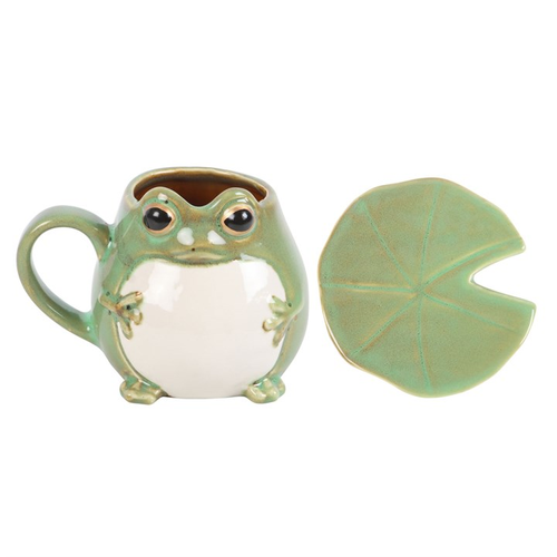 Frog Shaped Ceramic Mug 450ml with Lily Pad Coaster – Frog Lover Gift