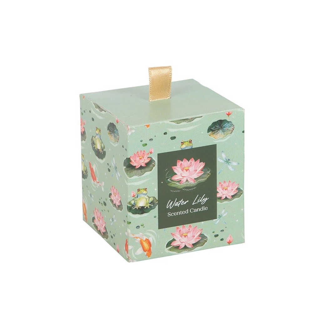 Water Lily Scented Candle – Green Glass Floral Gift Candle
