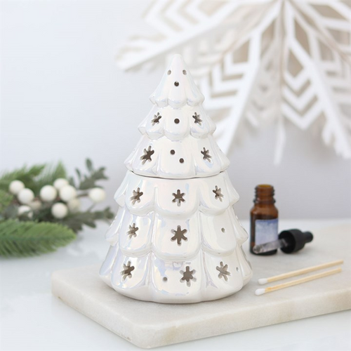 White Fir Tree Ceramic Oil Burner – Iridescent Christmas Home Fragrance