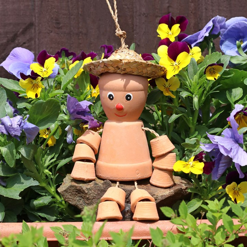 Small Terracotta Pot Man – Hanging Garden Ornament