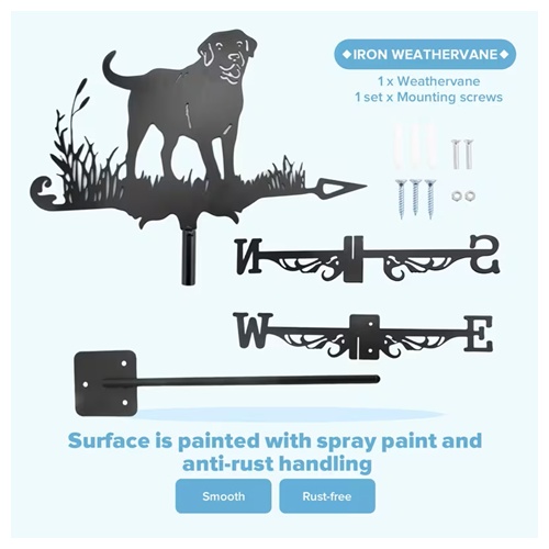 Labrador Weathervane – Metal Dog Garden Wind Direction Decor