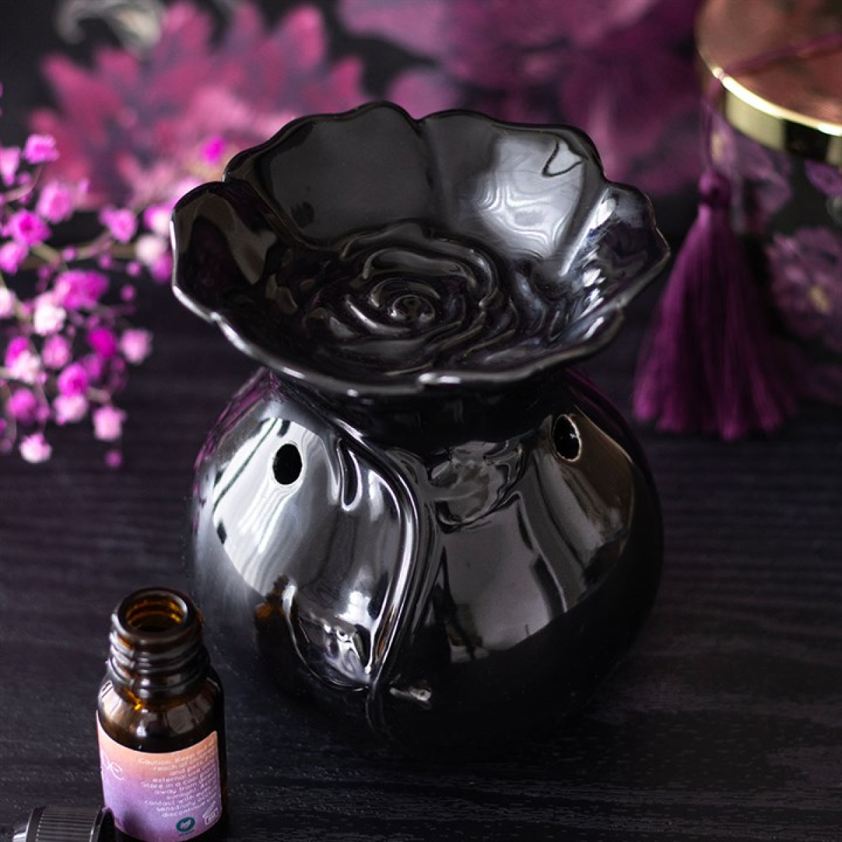 Dark Rose Oil Burner – Ceramic Gothic Wax Melt Diffuser