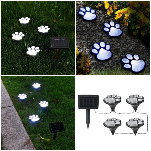 4 Pack Solar LED Paw Print Lights – Outdoor Garden Path Decor