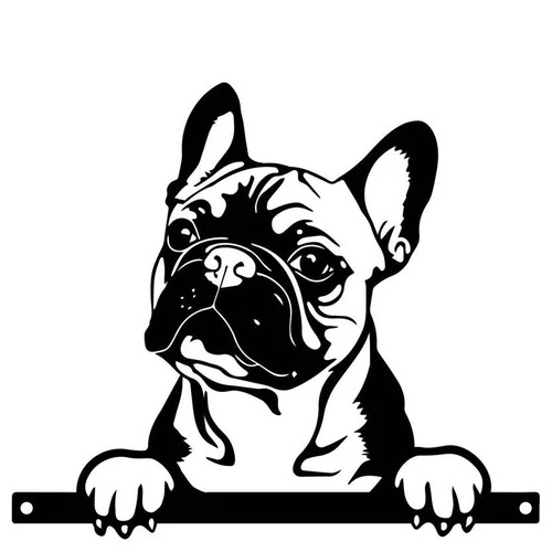 French Bulldog Fence Topper – Black Metal Frenchie Silhouette with Fixing Plate