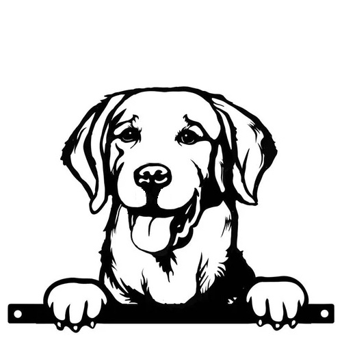 Labrador Retriever Fence Topper – Metal Garden Silhouette with Fixing Plate