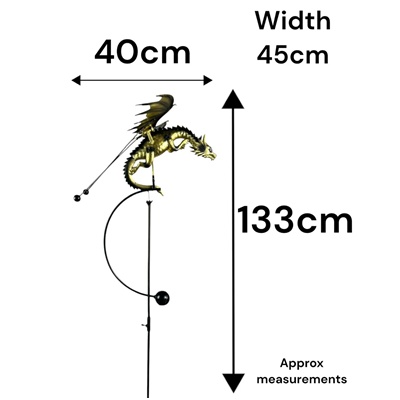 Golden Dragon Garden Ornament – Rocking Metal Flying Dragon Stake