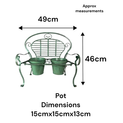 Rustic Green Bench Planter with 2 Pots – Garden Decoration