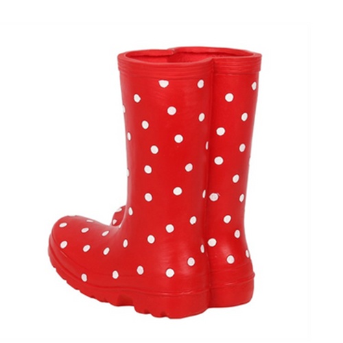 Red Polka Dot Wellington Boot Planter – Novelty Garden Plant Pot