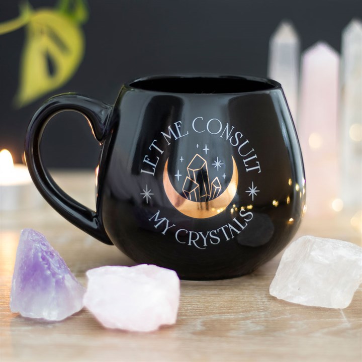 Let Me Consult My Crystals Mug 500ml – Black Celestial Cup