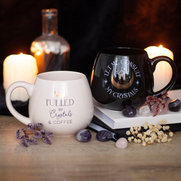 Let Me Consult My Crystals Mug 500ml – Black Celestial Cup