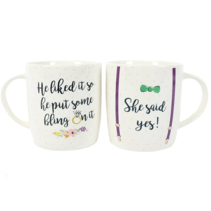 Engagement Mug Set – He Put a Ring On It & She Said Yes