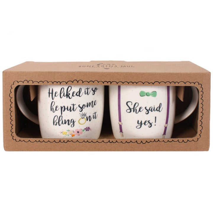 Engagement Mug Set – He Put a Ring On It & She Said Yes