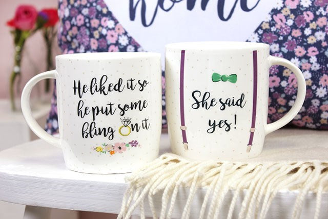 Engagement Mug Set – He Put a Ring On It & She Said Yes