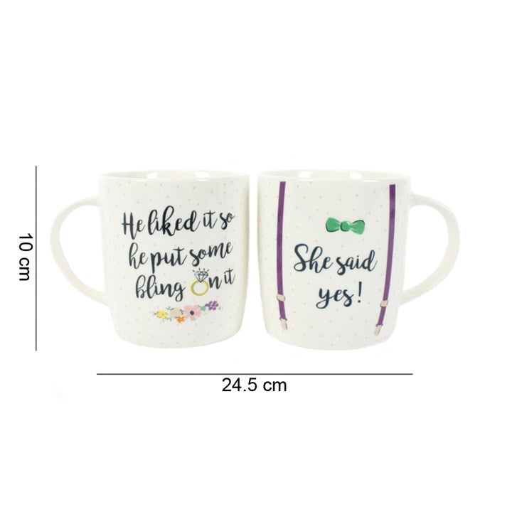 Engagement Mug Set – He Put a Ring On It & She Said Yes