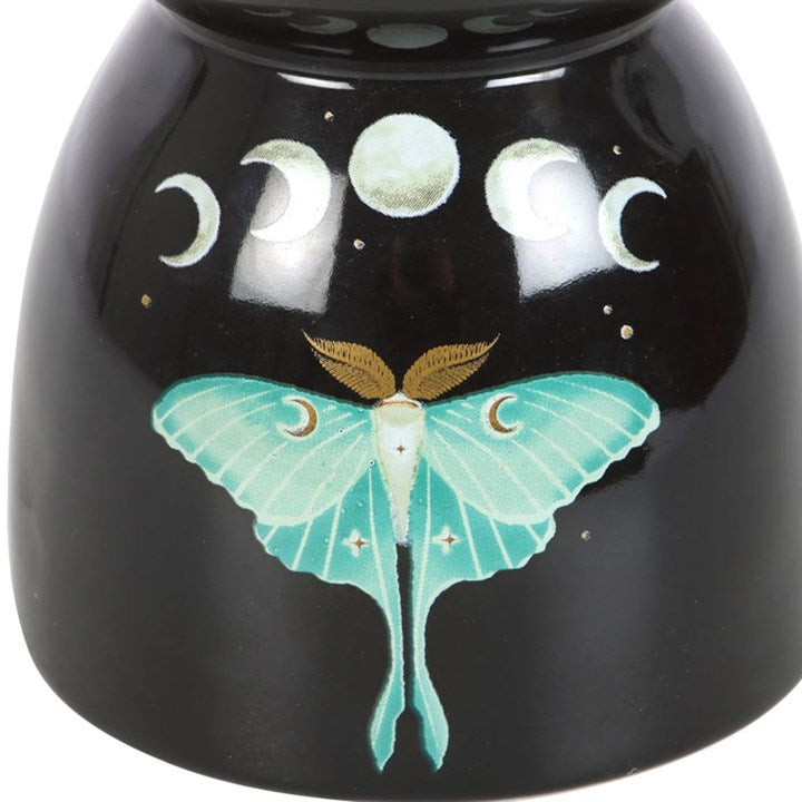 Luna Moth Oil Burner – Black Metal Moon Phase Diffuser