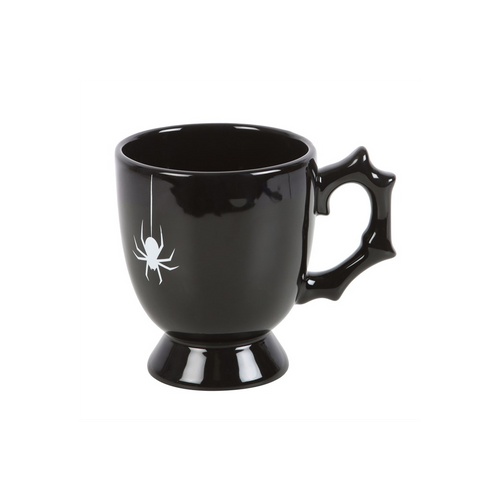 Gothic Teacup 400ml – Black Thorn Handle Spider Design Ceramic Tea Cup
