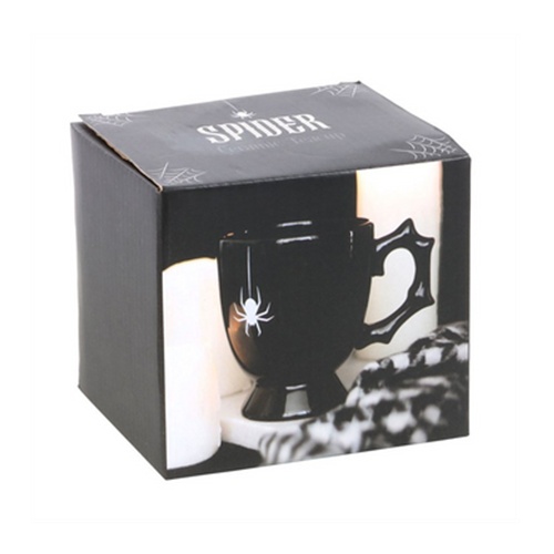 Gothic Teacup 400ml – Black Thorn Handle Spider Design Ceramic Tea Cup
