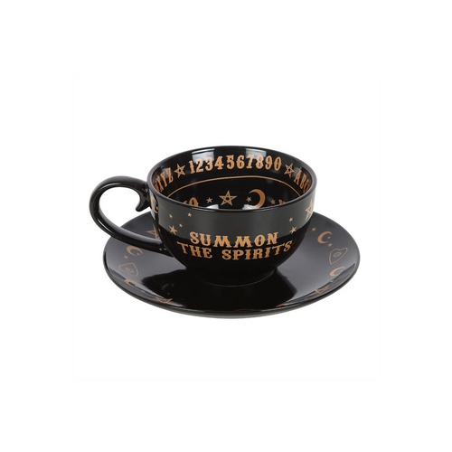Black & Gold Talking Board Teacup & Saucer Set – 500ml