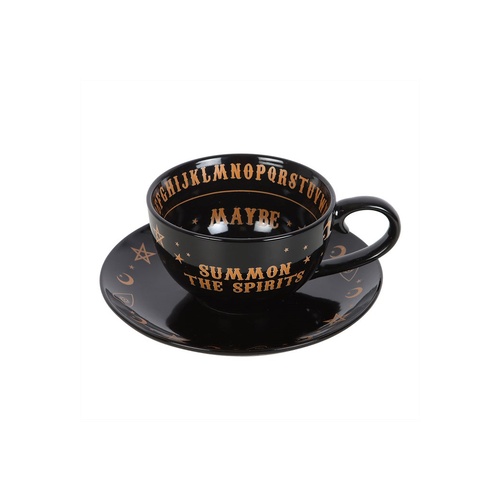 Black & Gold Talking Board Teacup & Saucer Set – 500ml