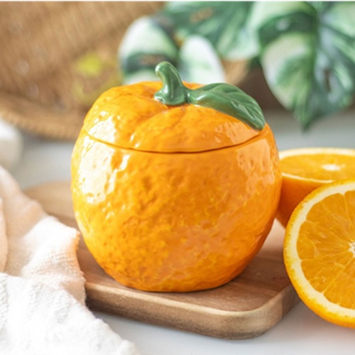 Orange Shaped Ceramic Candle Jar – Novelty Citrus Scented Home Décor