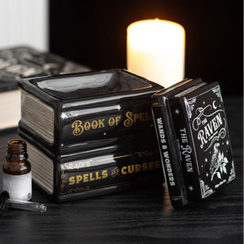 Spell Book Stack Ceramic Oil Burner – Gothic Witchy Home Fragrance