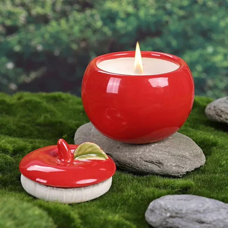 Red Apple Shaped Candle Jar – Novelty Country Style Scented Candle