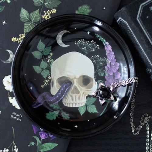 Gothic Skull & Snake Ceramic Trinket Dish – Jewellery & Key Holder