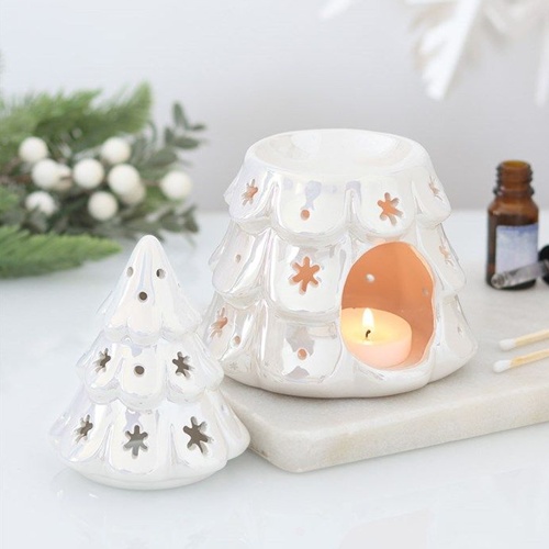 White Fir Tree Ceramic Oil Burner – Iridescent Christmas Home Fragrance