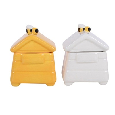 Set of 2 Beehive Egg Cups – Ceramic Bumblebee Breakfast Tableware