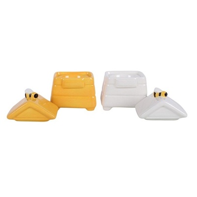 Set of 2 Beehive Egg Cups – Ceramic Bumblebee Breakfast Tableware