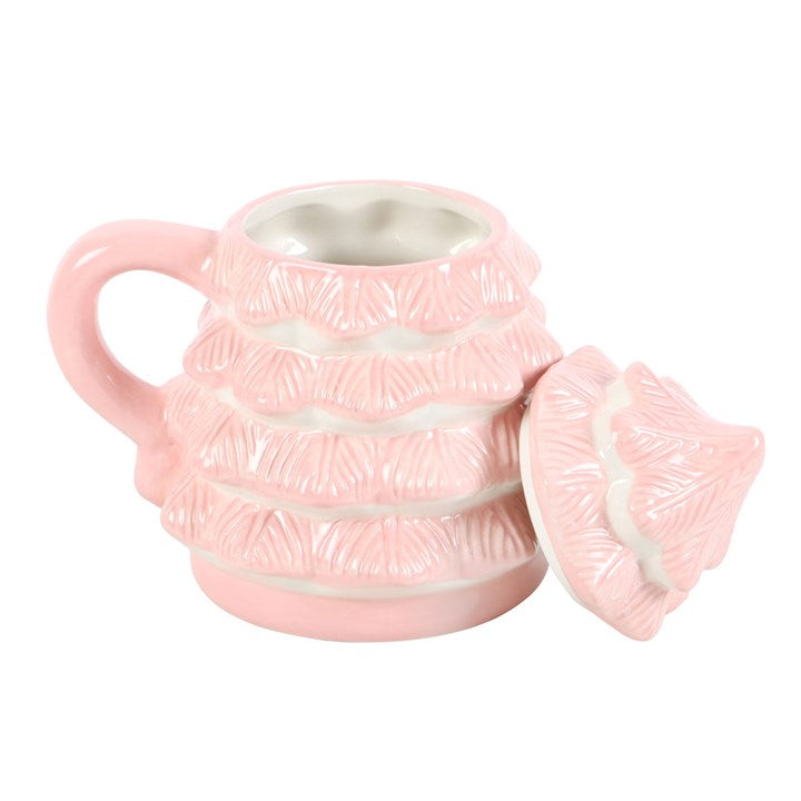 Pink Christmas Tree Mug with Lid – Festive Cocoa Cup