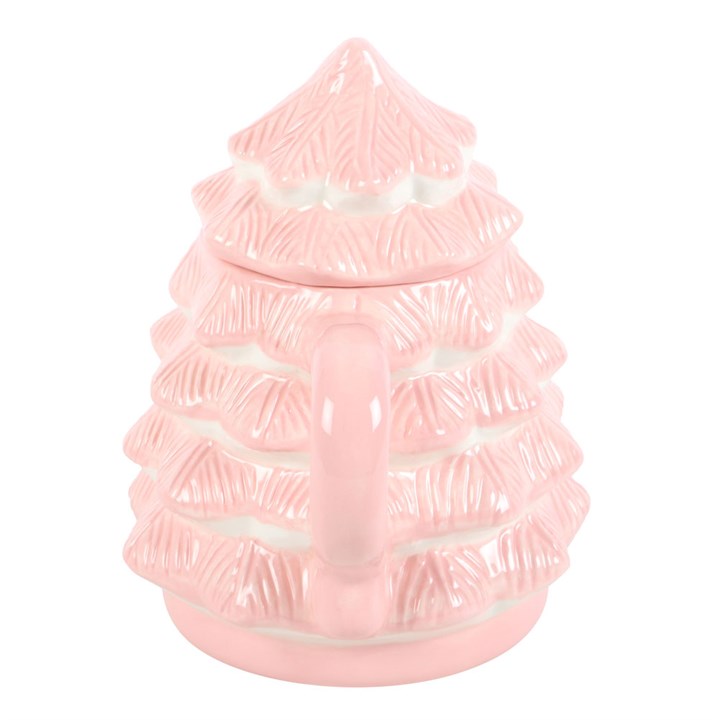 Pink Christmas Tree Mug with Lid – Festive Cocoa Cup