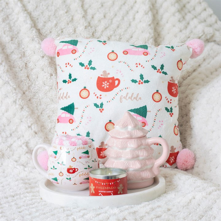 Pink Christmas Tree Mug with Lid – Festive Cocoa Cup