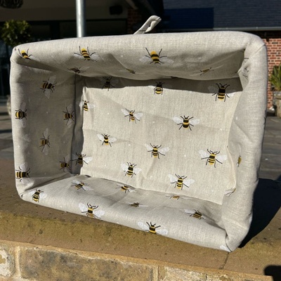 Large Grey Wicker Storage Basket with Bumblebee Liner – Rectangular Organiser