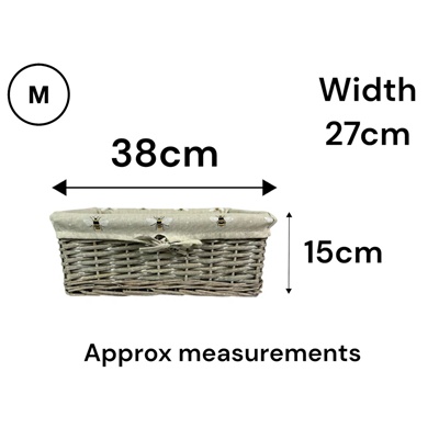Medium Grey Wicker Storage Basket with Bumblebee Liner – Rectangular Organiser