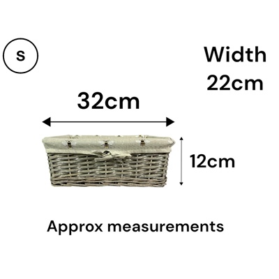 Small Grey Wicker Storage Basket with Bumblebee Liner – Rectangular Organiser