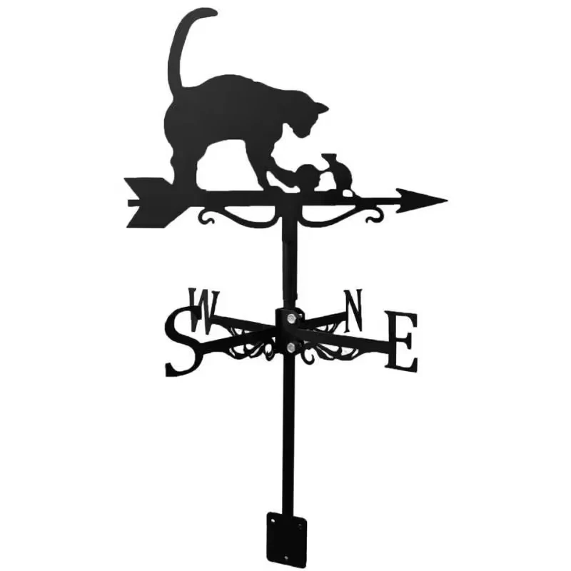 Weather Vane Cat and Mouse– Outdoor Wind Spinner for Garden & Roof Decoration