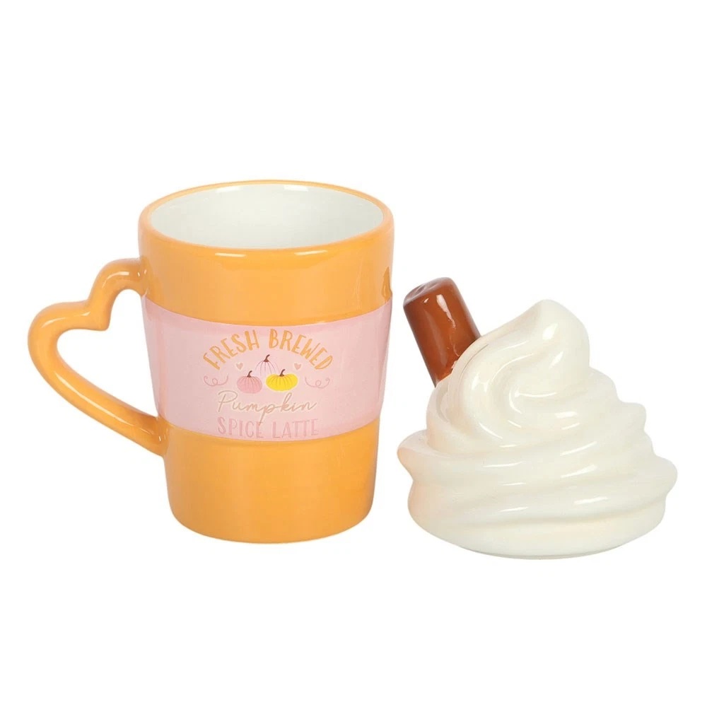 Pumpkin Spice Latte Mug with Lid – Autumn Ceramic Mug