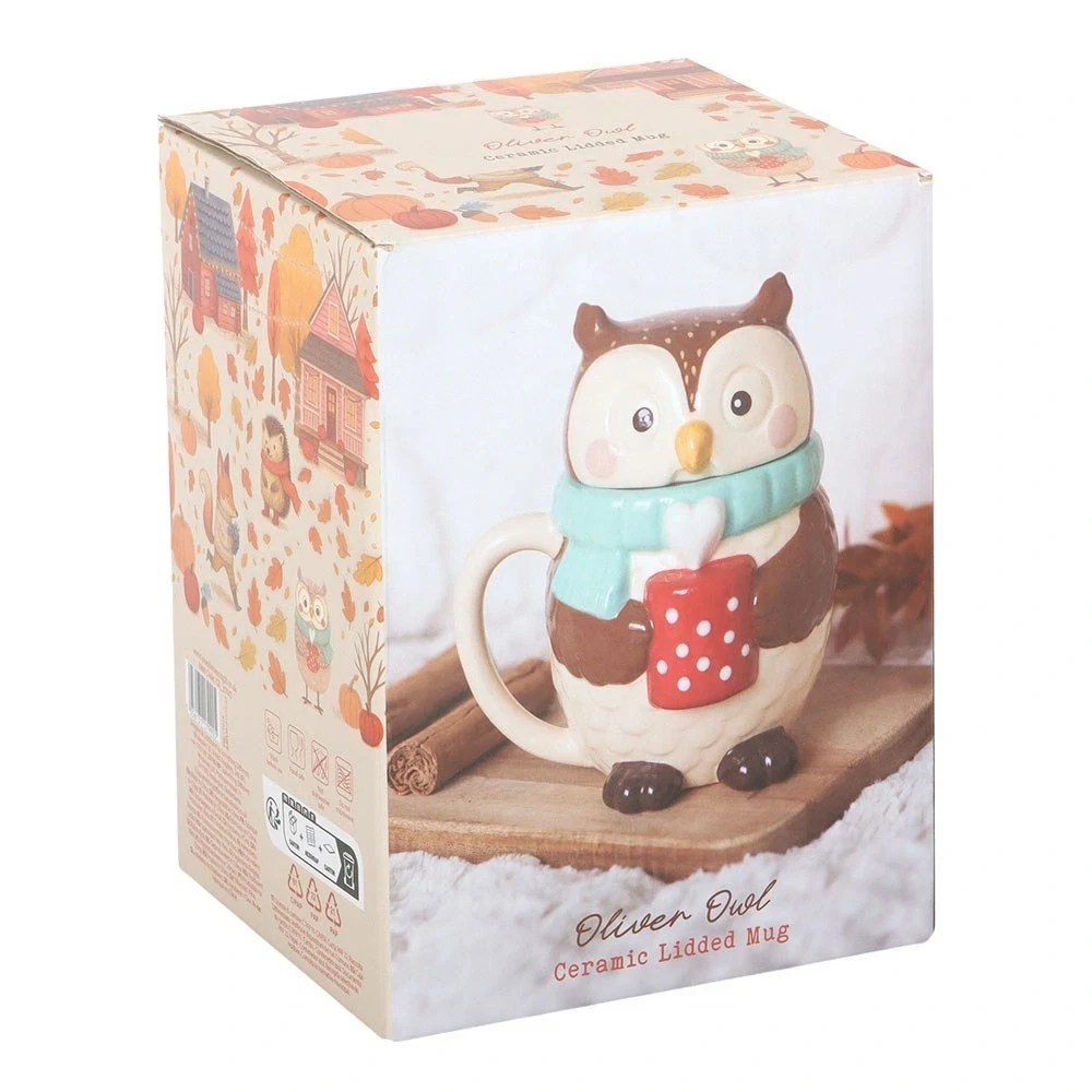 Oliver Owl Lidded Mug – Ceramic Woodland Mug