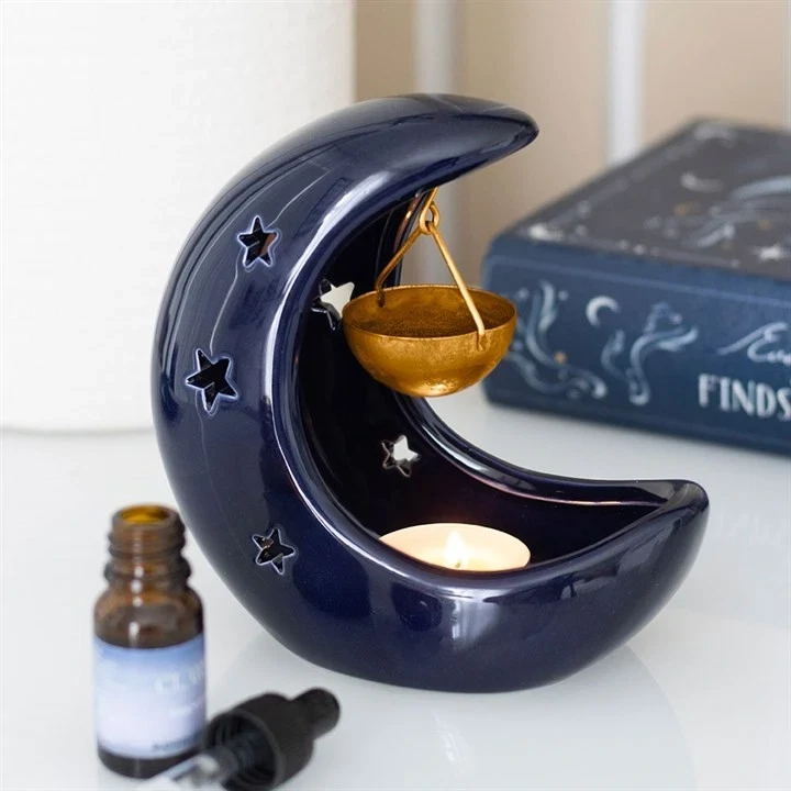 Crescent Moon Hanging Oil Burner – Celestial Décor