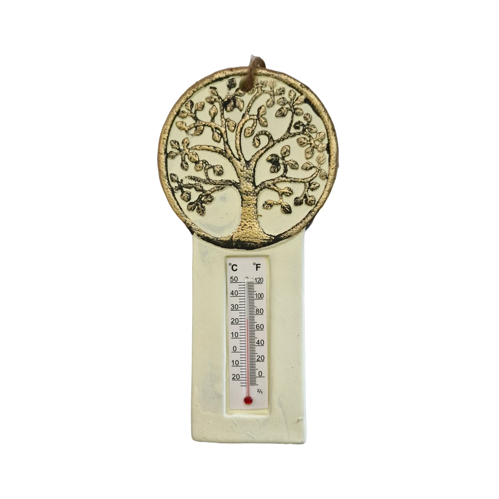 Tree of Life Thermometer Cream – Ceramic Indoor Outdoor Wall Decor