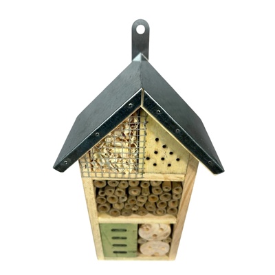 Wooden Insect Hotel – 3 Tier Garden Bug House with Metal Roof