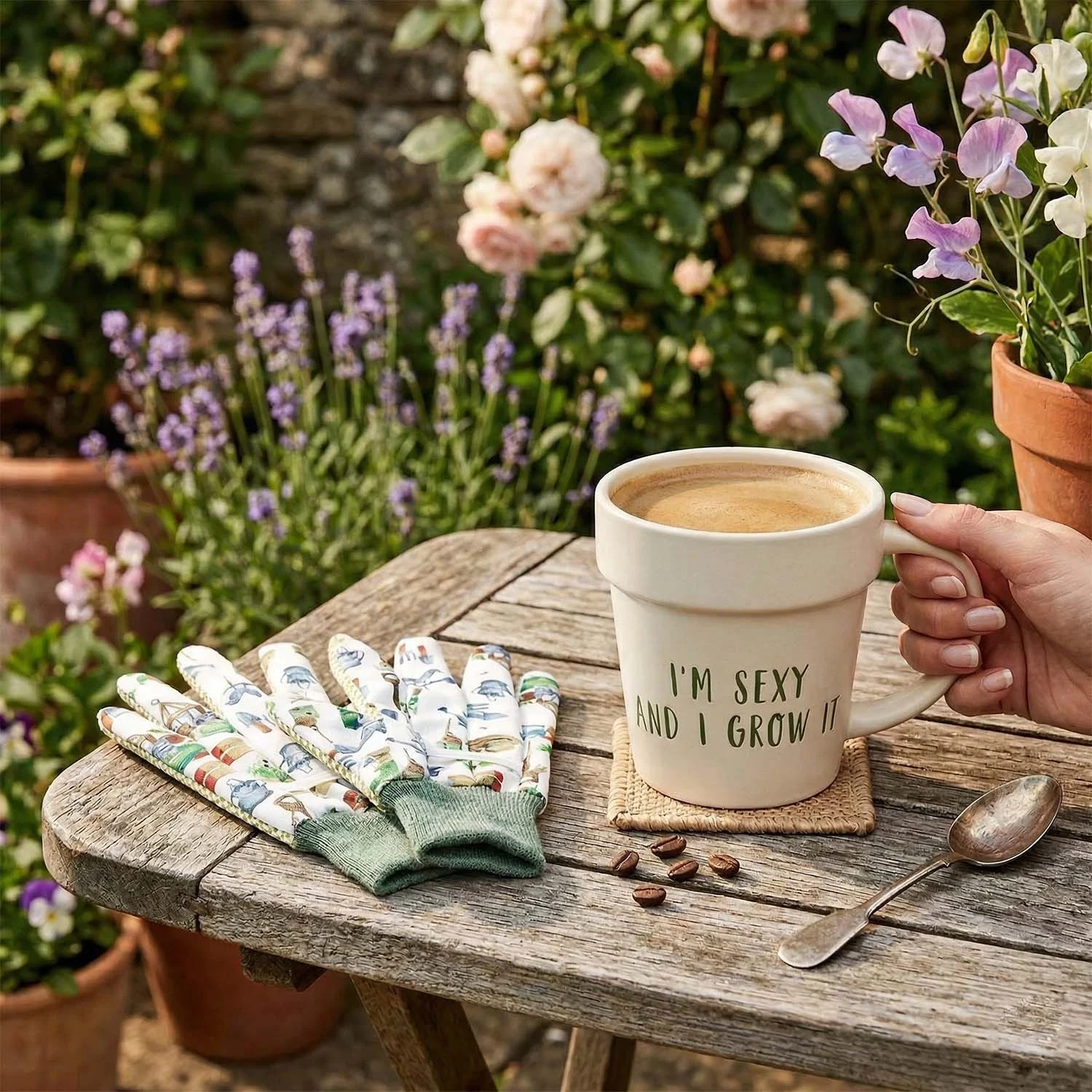 Green Fingers Mug & Garden Glove Set