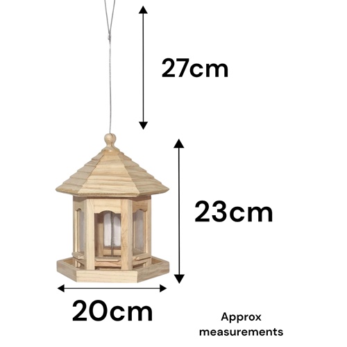 Hexagonal Wooden Hanging Bird Feeder – Garden Seed Feeder
