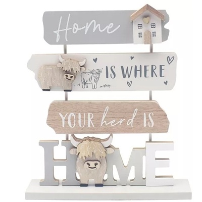 Highland Cow Wooden Plaque – Rustic Farmhouse Wall Decor