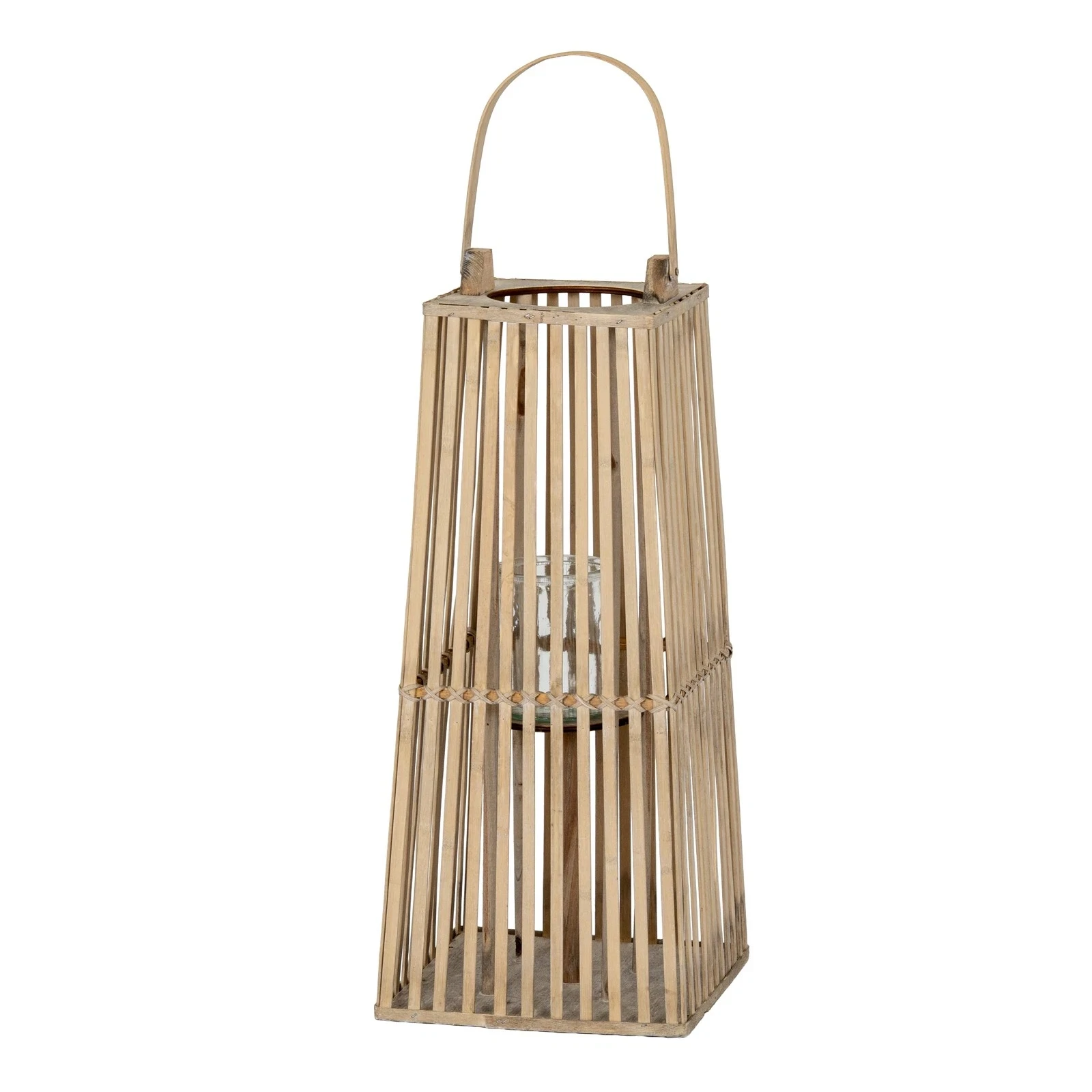 Medium Silo Wicker Lantern with Glass Holder – Rustic Candle Lantern