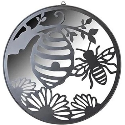 Bee & Flower Garden Mirror 30cm – Outdoor Hanging Wall Decor