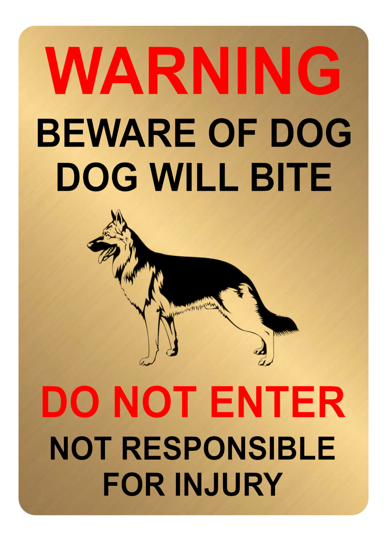 A5.27 WARNING BEWARE OF DOG WILL BITE DO NOT ENTER Metal Aluminium Plaque Sign