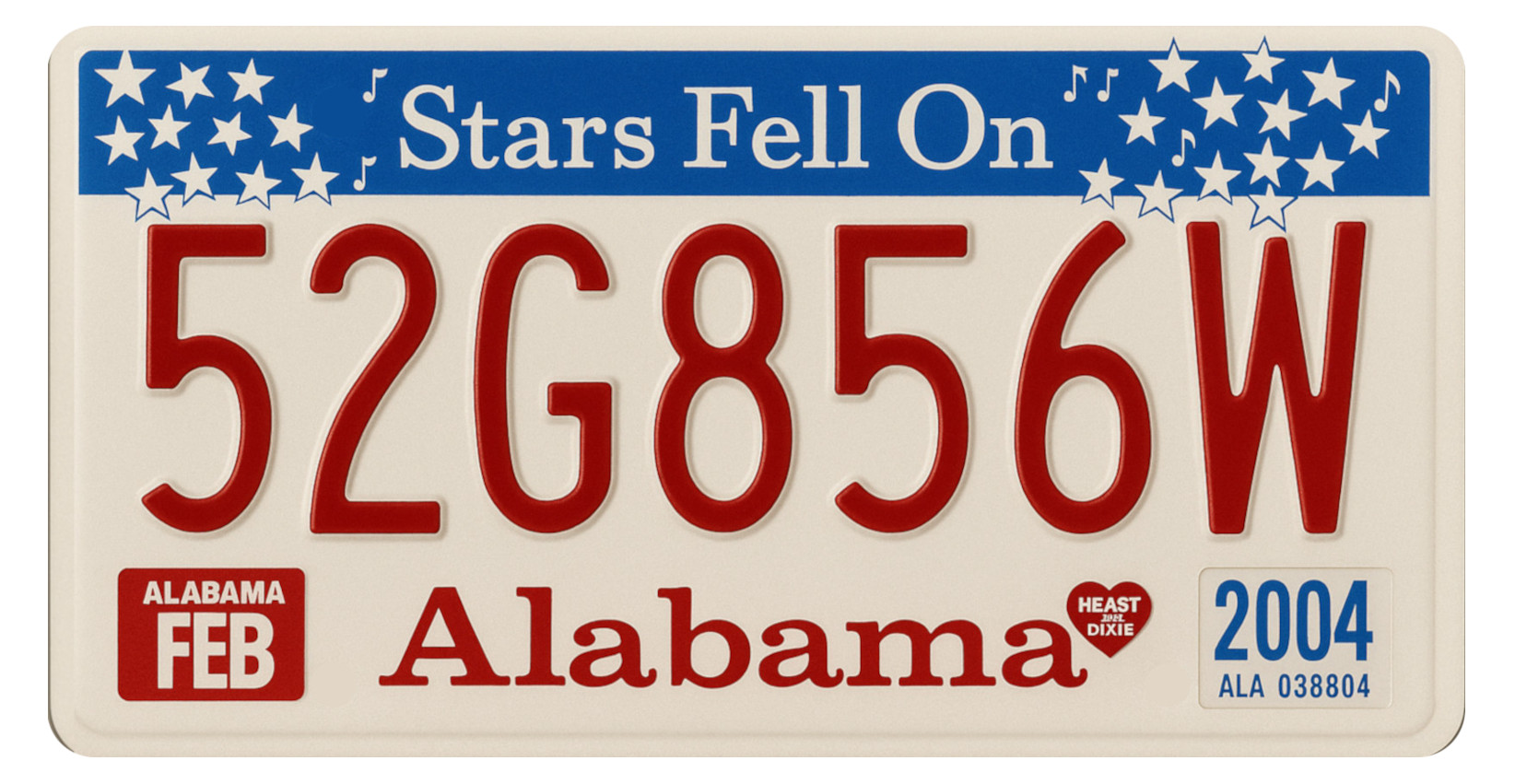 52G856W Alabama Replica USA License Number Plate Metal Aluminium